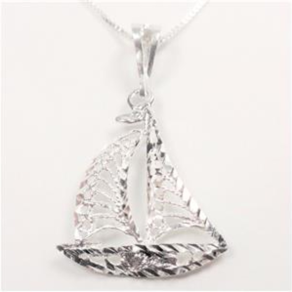 STERLING SILVER FILIGREE SAILBOAT BOAT  NECKLACE